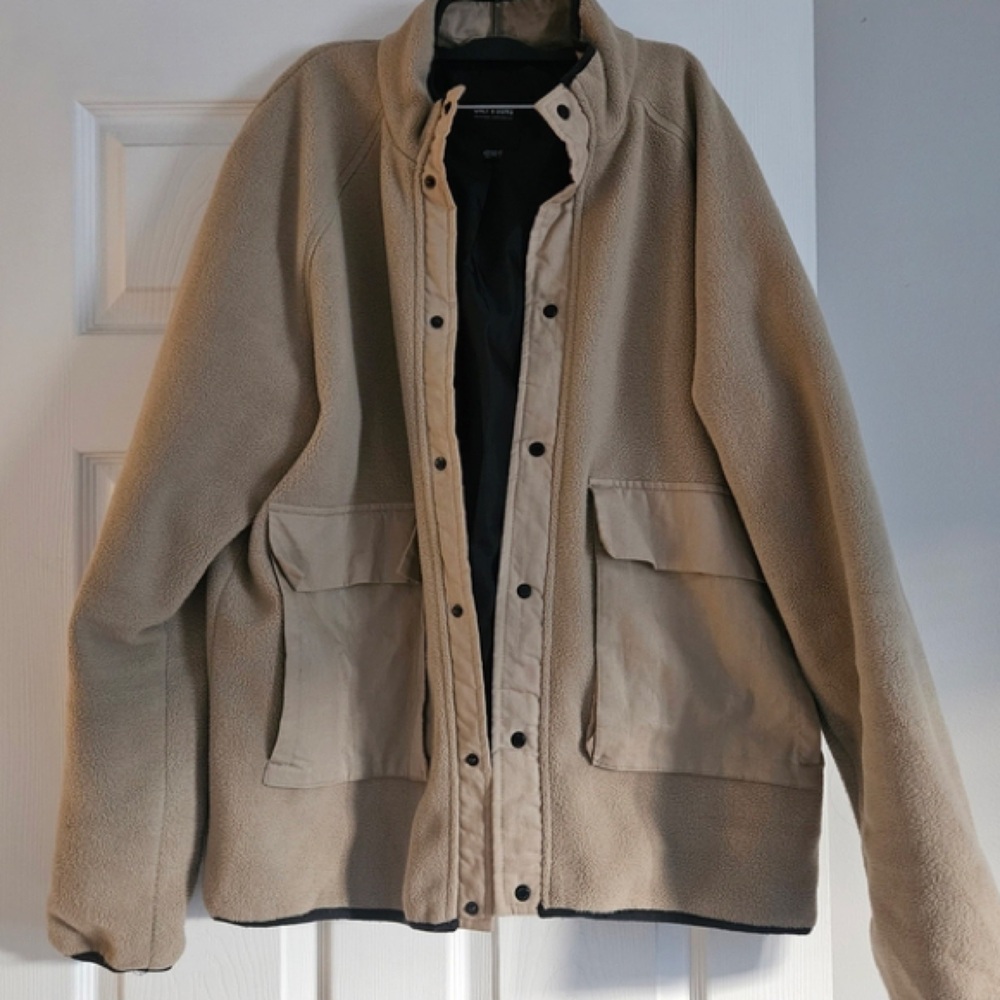 ONLY & SONS Men's Tan Fleece Shirt Jacket